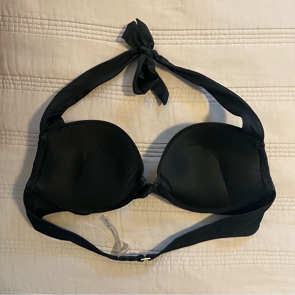 Victoria's Secret Black Halter Bikini Top Push Up 36B - Picture 2 of 7